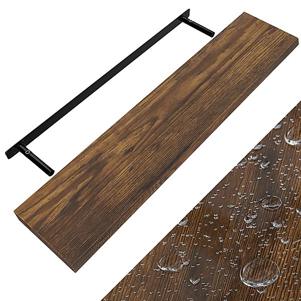 Wandregal Schweberegal 110cm Eiche dunkel + Halterung günstig online kaufen