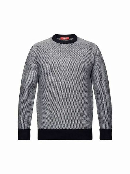 Esprit Collection Rundhalspullover Strukturierter Wollpullover mit Rundhals günstig online kaufen