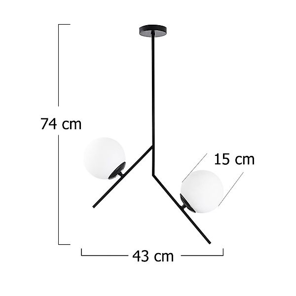 Hängelampe Dolunay 144-AV schwarz zwei Glasschirme günstig online kaufen