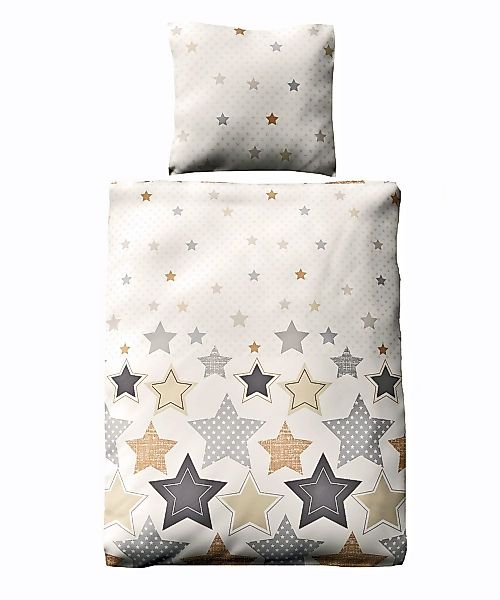 JACK Bettwäsche 135x200cm Sterne Braun Beige günstig online kaufen