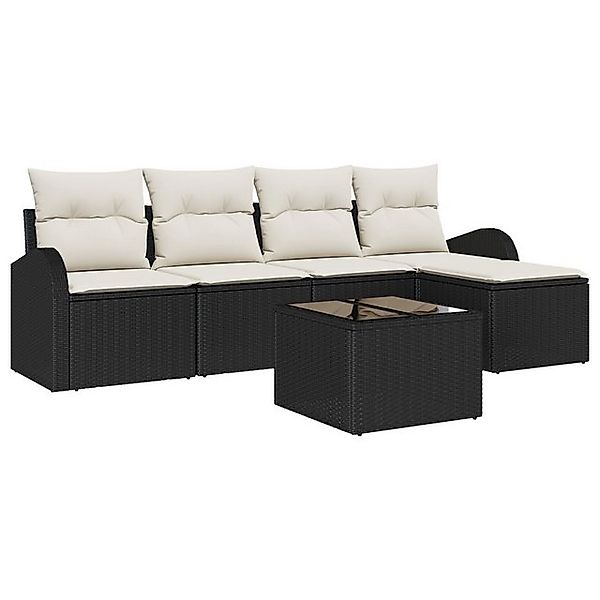 vidaXL Loungesofa 5-tlg. Garten-Sofagarnitur mit Kissen Braun Poly Rattan, günstig online kaufen