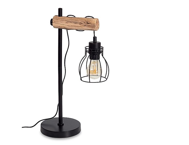 hofstein Tischleuchte »Aprica« aus Metall/Holz in Schwarz/Braun, ohne Leuch günstig online kaufen