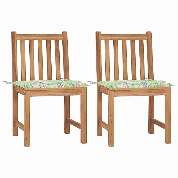 Gartenstühle 2 Stk. Mit Kissen Massivholz Teak günstig online kaufen