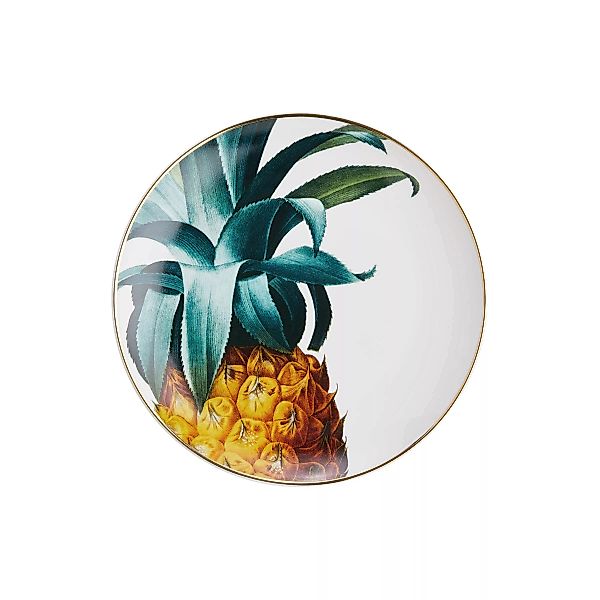 TROPICAL Teller Ananasdruck und Goldrand Ø21cm günstig online kaufen