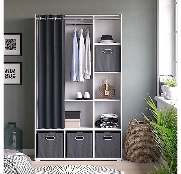 Vicco Kleiderschrank Luigi, Weiß, 105.8 x 178.1 cm Mit Faltboxen (grau) (1- günstig online kaufen