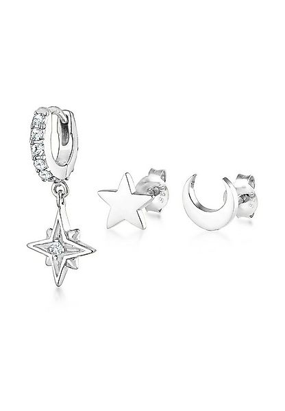Elli Ohrring-Set Ohrstecker Creolen 3er Set 925 Silber, mit Kristallen von günstig online kaufen