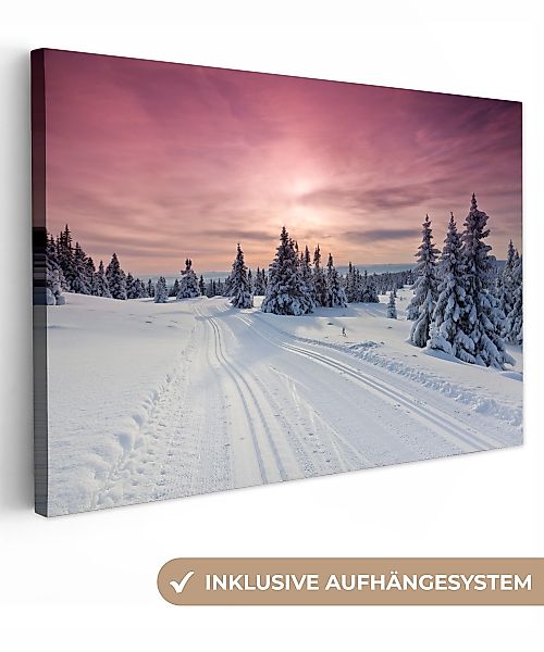 OneMillionCanvasses® Leinwandbild Eine verschneite Winterlandschaft mit günstig online kaufen