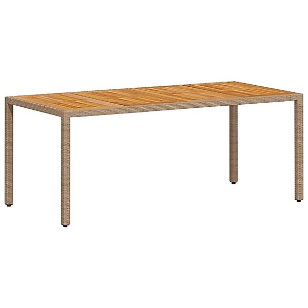 vidaXL Gartentisch Beige 190x90x75 cm Poly Rattan Akazienholz 368130 günstig online kaufen