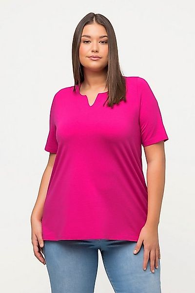 Ulla Popken T-Shirt T-Shirt A-Linie Tunika-Ausschnitt Halbarm günstig online kaufen
