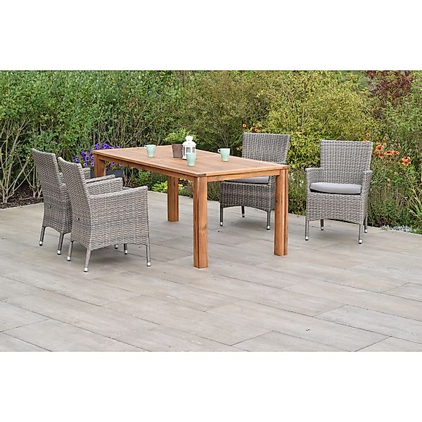 Merxx Teneriffa Set 9-tlg. mit Gartentisch 185 x 90 cm inkl. Kissen günstig online kaufen