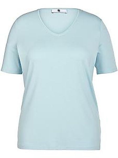 Shirt gerundetem V-Ausschnitt Emilia Lay blau günstig online kaufen