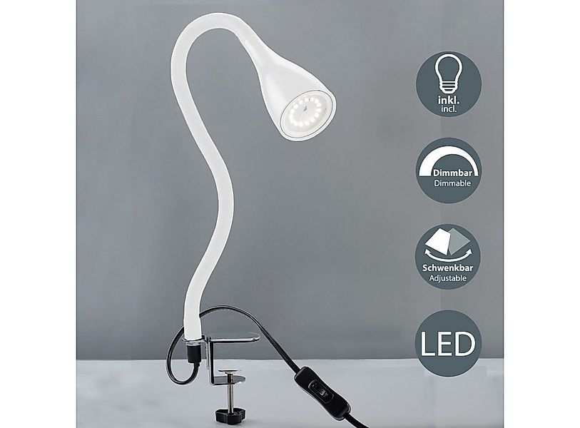 B.K.Licht Tischleuchte LED Klemmleuchte dimmbar flexibel GU10 5W Büro Schre günstig online kaufen