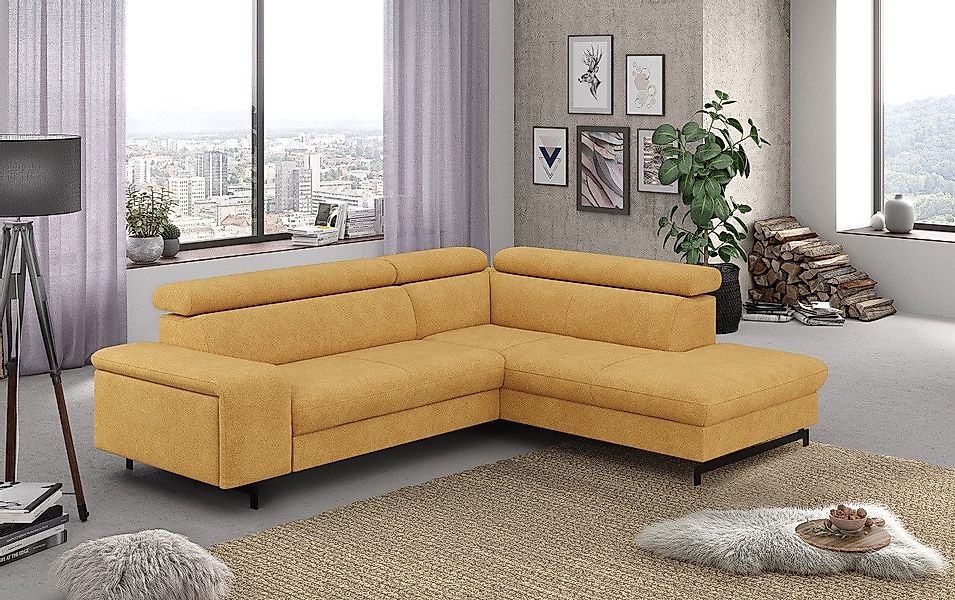 COTTA Ecksofa Emma, mit Schlaffunktion, Bettkasten und verstellbare Kopfleh günstig online kaufen