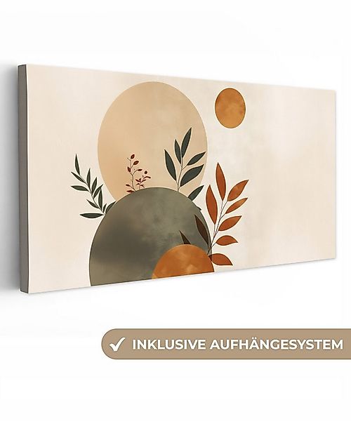 OneMillionCanvasses® Leinwandbild Panorama Formen - Rund - Blätter - Beige, günstig online kaufen