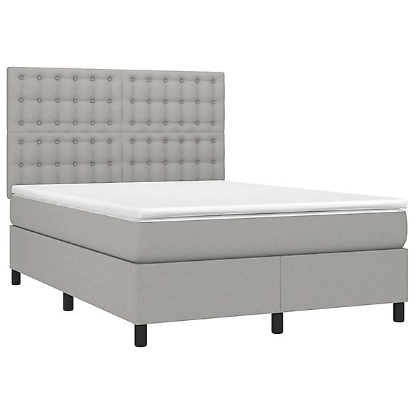 vidaXL Boxspringbett mit Matratze & LED Hellgrau 140x200 cm Stoff 3135197 günstig online kaufen