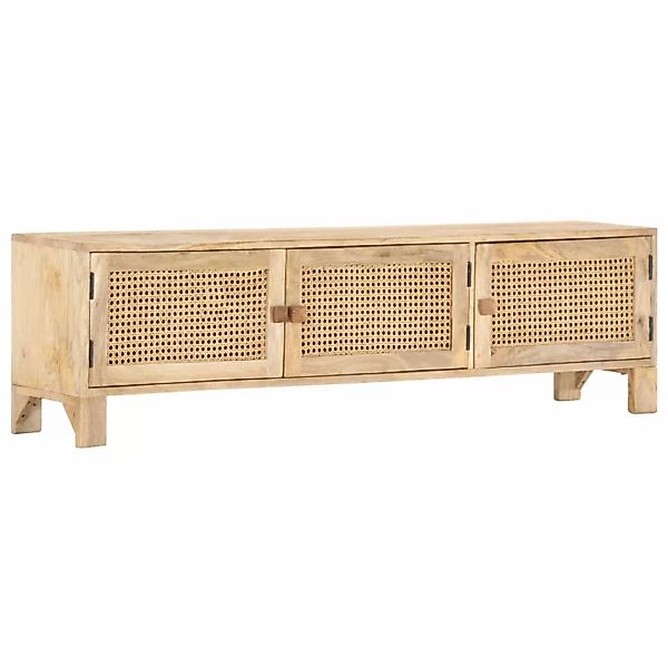 Tv-schrank 140 X 30 X 40 Cm Massivholz Mango Und Naturgeflecht günstig online kaufen