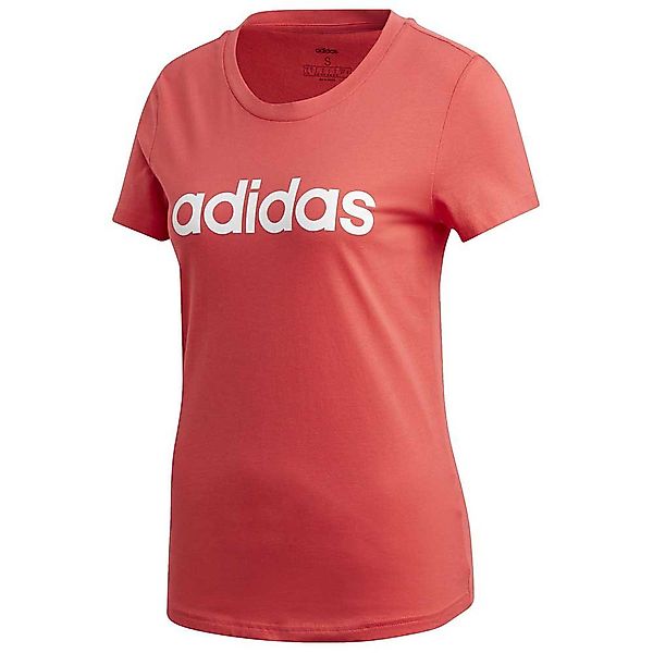 Adidas Essentials Linear Slim Kurzärmeliges T-shirt S Core Pink / White günstig online kaufen