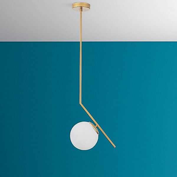 Hängeleuchte Dolunay, 25 cm lang, goldfarben, Glas, E27 günstig online kaufen