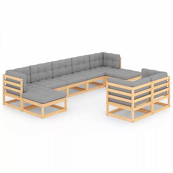 9-tlg. Garten-lounge-set Mit Kissen Massivholz Kiefer günstig online kaufen