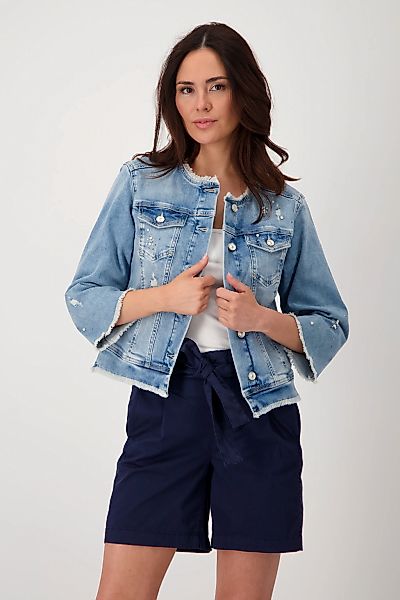 Monari Jeansblazer "Jacke Jeans Strass", Mit Rundhalsausschnitt günstig online kaufen