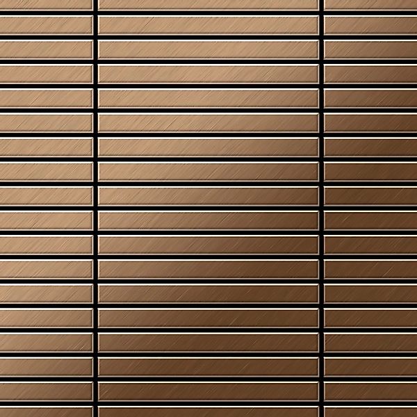 ALLOY Mosaik Fliese Massiv Metall Titan Gebürstet Kupfer 1,6mm Stark Linear günstig online kaufen