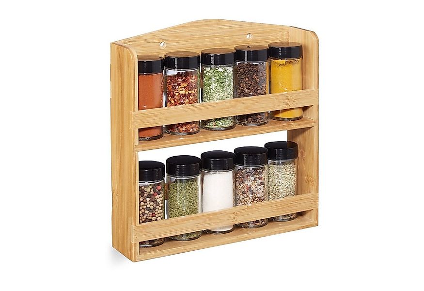 relaxdays Gewürzregal Bambus Gewürzregal 10 Gläser günstig online kaufen