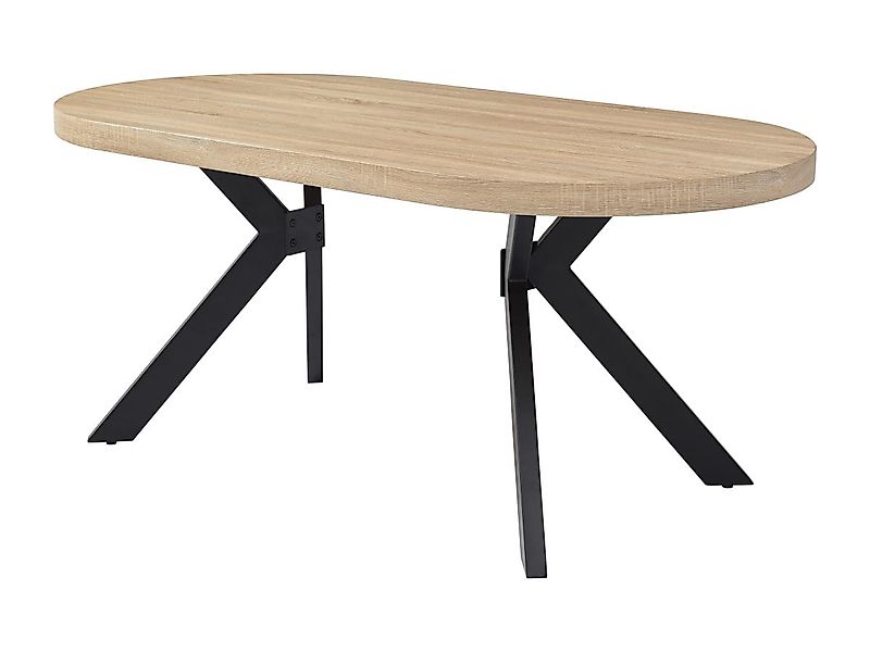 Esstisch - 6 Personen - MDF & Stahl - Helles Holz & Schwarz - KOMONI günstig online kaufen