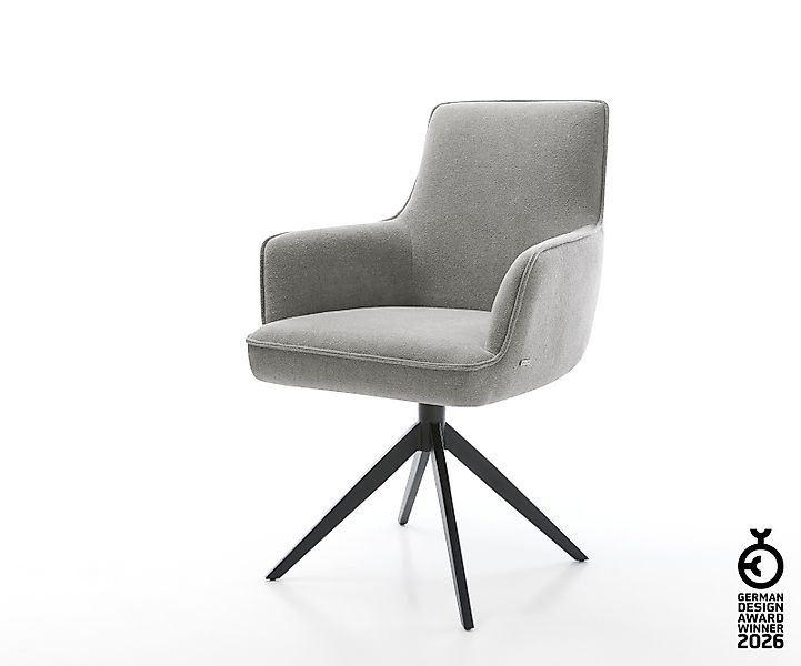 Drehstuhl Heira-Flex mit Armlehnen Strukturstoff Soft Grau Kreuzgestell bre günstig online kaufen