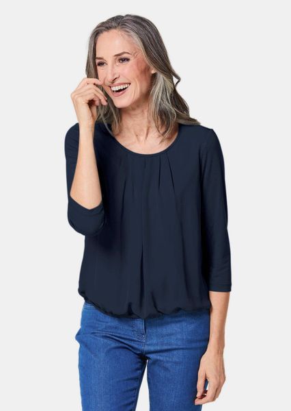 GOLDNER Kurzarmbluse Kurzgröße: Chiffon-Shirt mit 3/4-Arm, günstig online kaufen