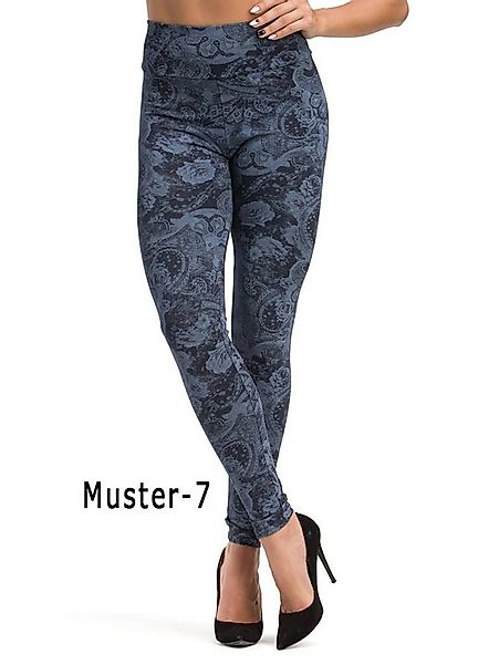 F&K-Mode Leggings Damen Leggings lang hoher Bund Muster Hose gummi günstig online kaufen