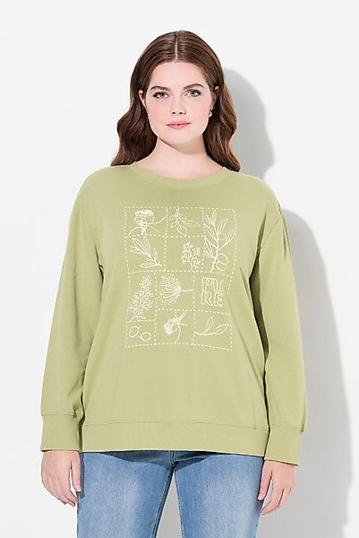 Ulla Popken Sweatshirt Sweatshirt Blütenmotiv Rundhals günstig online kaufen