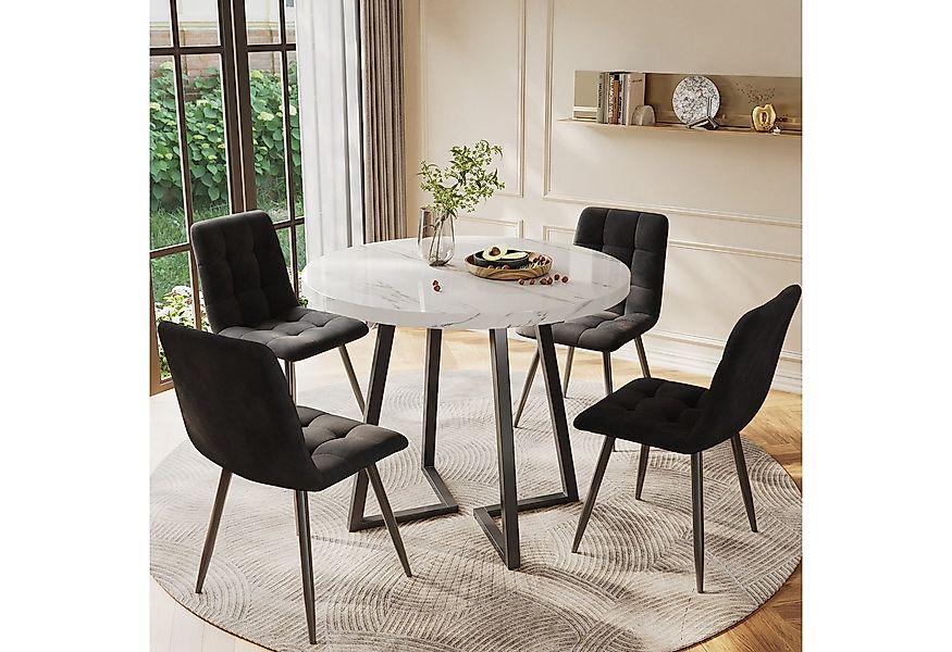 Flieks Essgruppe, (Sitzgruppe Set, Metallbeine, 5-tlg., 1 Tisch mit 4 Stühl günstig online kaufen