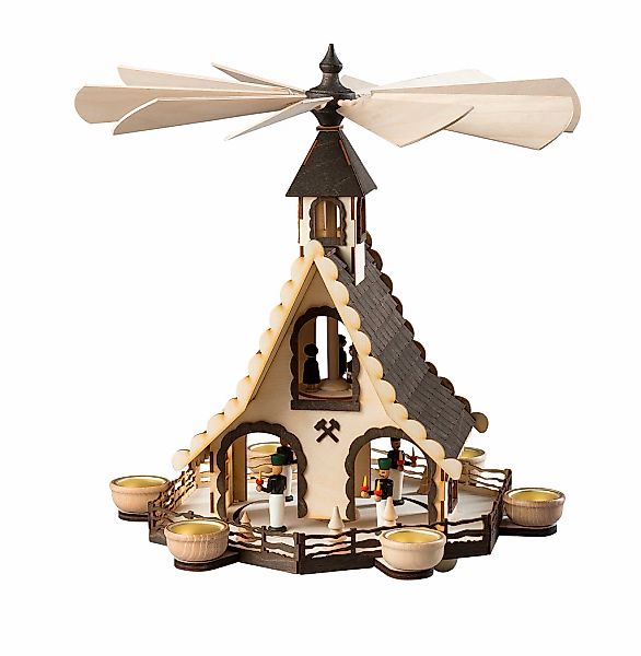 SAICO Original Weihnachtspyramide "Hauspyramide, Bergmänner" für 6 Teelicht günstig online kaufen