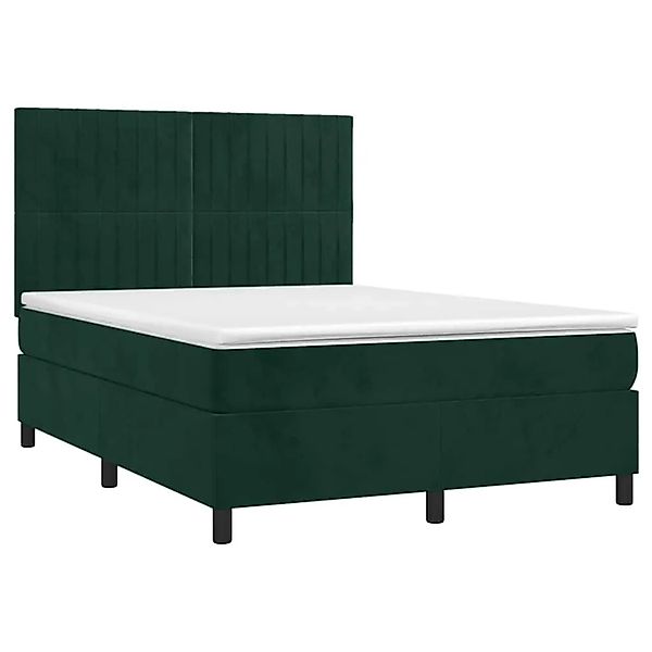vidaXL Boxspringbett mit Matratze Dunkelgrün 140x190 cm Samt 3143142 günstig online kaufen