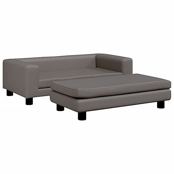 vidaXL Kindersofa Kindersofa mit Hocker Grau 100x50x30 cm Kunstleder Kinder günstig online kaufen