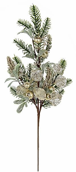 I.GE.A. Kunstzweig "Dekozweig mit Glitter" Künstlicher Tannenzweig mit Beer günstig online kaufen