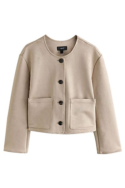 Next Lederimitatjacke Kragenlose Jacke aus Veloursleder günstig online kaufen