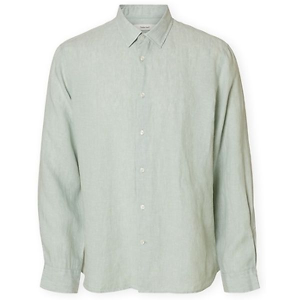Selected  Hemdbluse Noos Regkylian-Linen Shirt - Aqua Gray/White günstig online kaufen