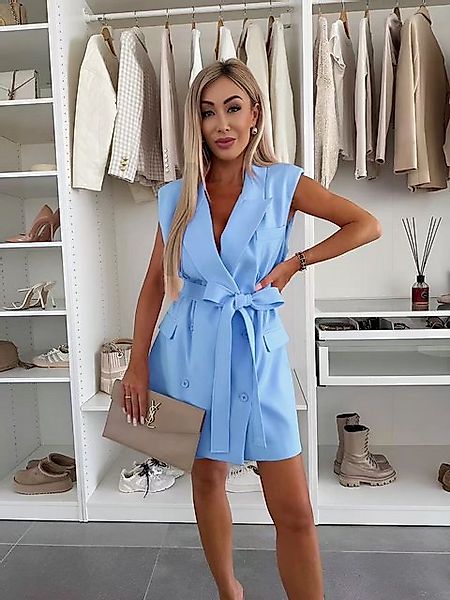Lelü Fashion Longblazer ärmelloses Blazerkleid mit Bindeschleife günstig online kaufen