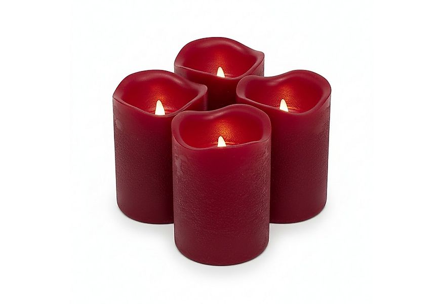 ToCi LED-Kerze 4x LED Echtwachs-Kerze in Dunkelrot Timer Ø 5 x 7 cm günstig online kaufen