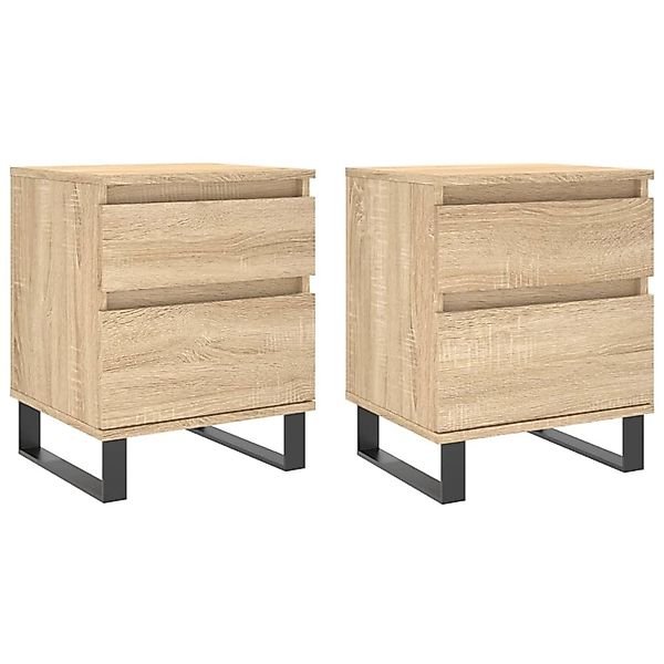 vidaXL Nachttische 2 Stk Sonoma-Eiche 40x35x50 cm Holzwerkstoff Modell 4 günstig online kaufen