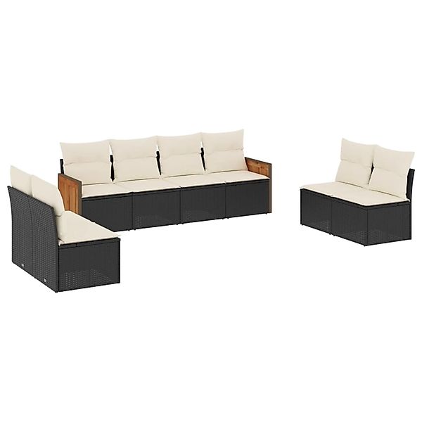 vidaXL 8-Tlg Garten-Sofagarnitur mit Kissen Schwarz Poly Rattan 3227568 günstig online kaufen