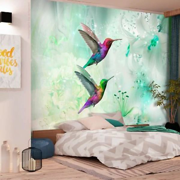 artgeist Fototapete Colourful Hummingbirds (Green) grün Gr. 250 x 175 günstig online kaufen