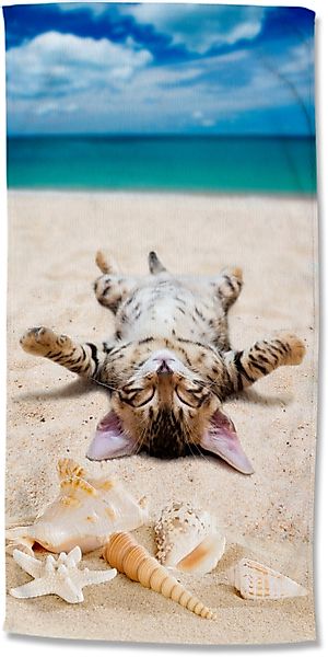 good morning Strandtuch Beachcat, Microfaser (1-St), günstig online kaufen