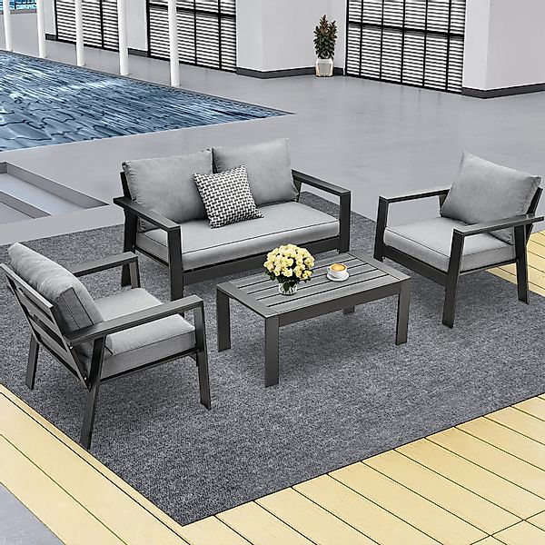 MeXo Gartenlounge-Set Gartenmöbel Set Aluminium Loungeset günstig online kaufen