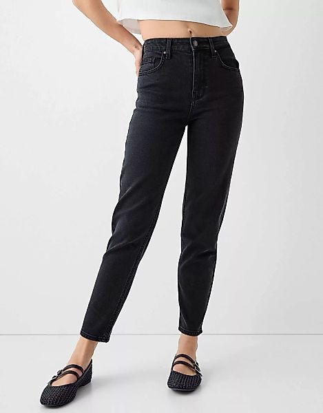 Bershka Mom Jeans Im Slim-Comfort-Fit Damen 42 Schwarz günstig online kaufen