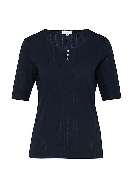 s.Oliver Kurzarmshirt T-Shirt Pointelle-T-Shirt mit Knopfleiste günstig online kaufen