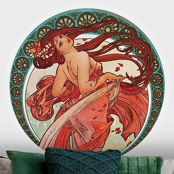 Runde Fototapete Alfons Mucha - Vier Künste - Der Tanz günstig online kaufen