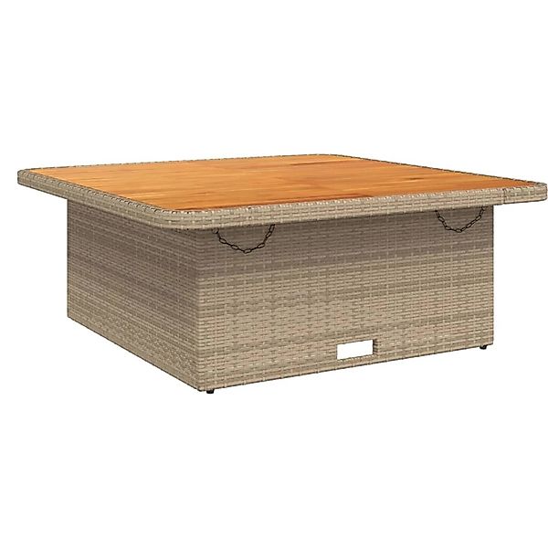 vidaXL Gartentisch Beige 110x110x71 cm Poly Rattan und Akazienholz 368274 günstig online kaufen