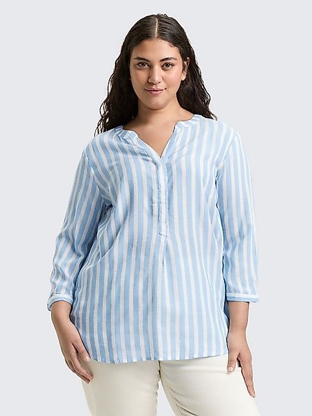 TOM TAILOR PLUS Langarmbluse Blusen & Shirts Plus Size - Henleybluse mit St günstig online kaufen